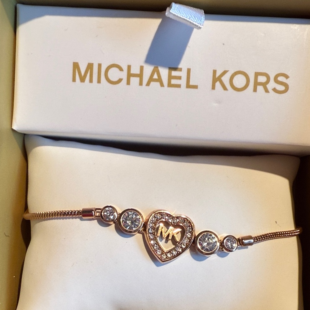 Michael Kors Rose Gold Heart Charm Bracelet